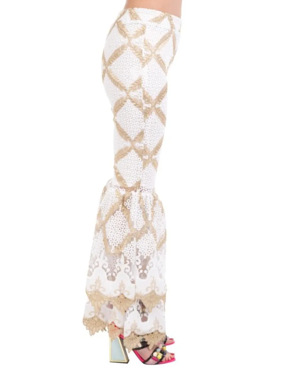 PANTALONI E ORO VITA ALTA CON TULLE E RICAMI | AMUSE Sale