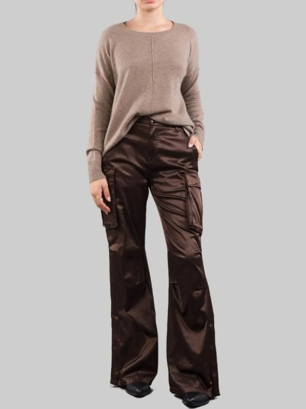 PANTALONI CARGO IN RASO ELASTICIZZATO | I LOVE MP Online