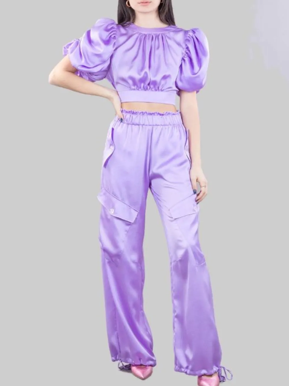 PANTALONI CARGO IN RASO CON ELASTICO IN VITA E TASCONI | GINA GORGEOUS Best