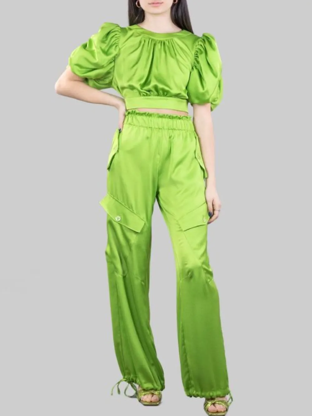 PANTALONI CARGO IN RASO CON ELASTICO IN VITA E TASCONI | GINA GORGEOUS Discount