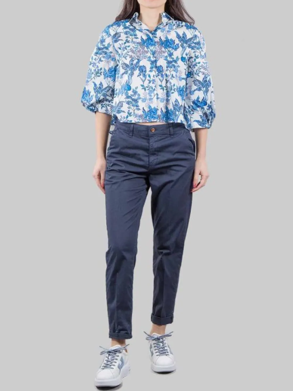 PANTALONI CHINO A SIGARETTA IN COTONE ELASTICIZZATO BLU SCURO | CIGALA'S Sale