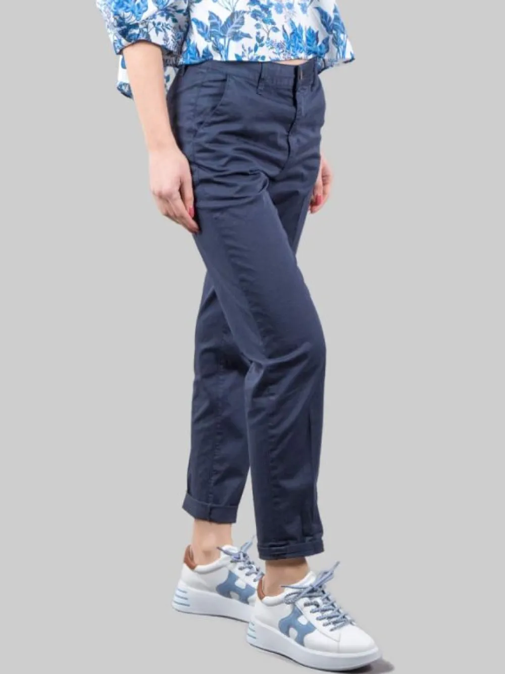 PANTALONI CHINO A SIGARETTA IN COTONE ELASTICIZZATO BLU SCURO | CIGALA'S Sale