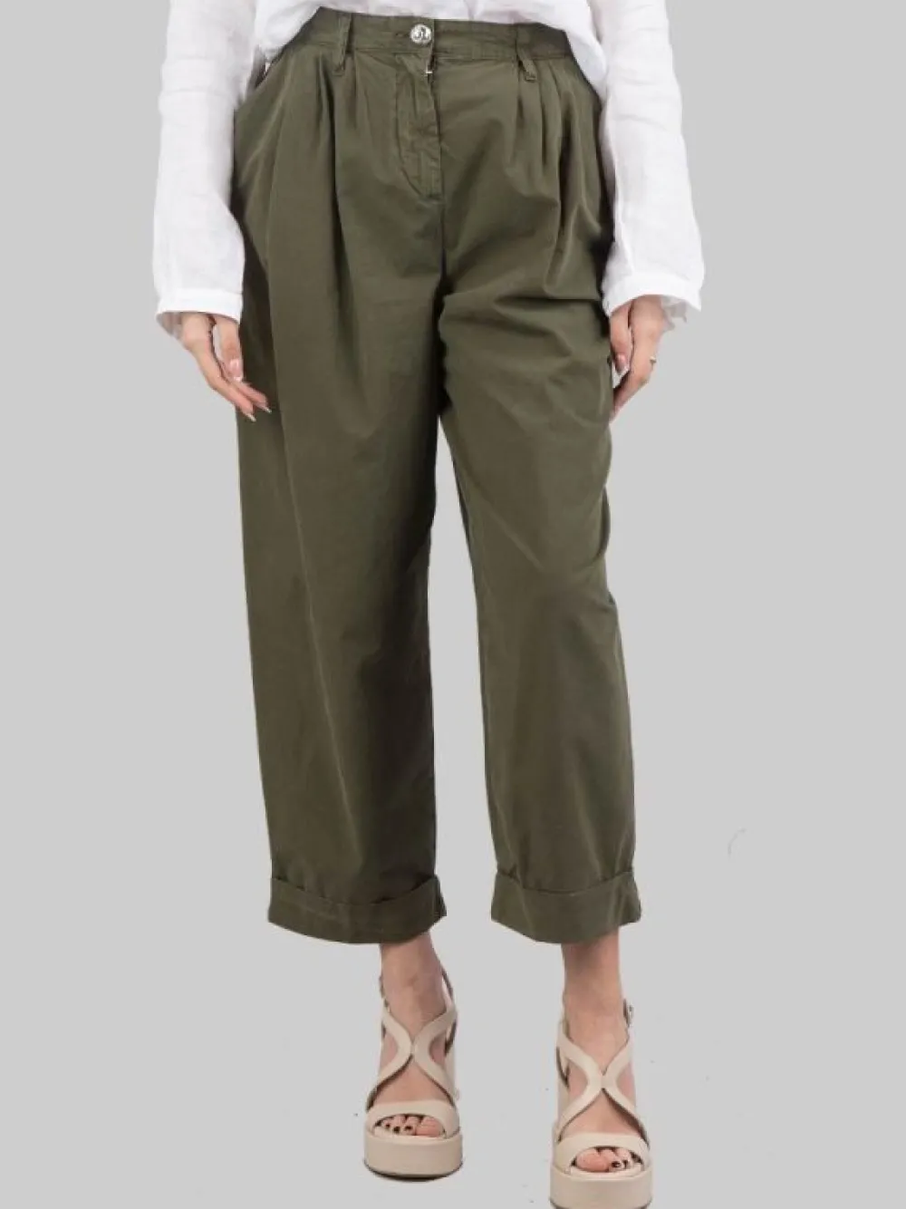 PANTALONI CROPPED IN MORBIDO COTONE A VITA ALTA CON PINCES | PINKO Best