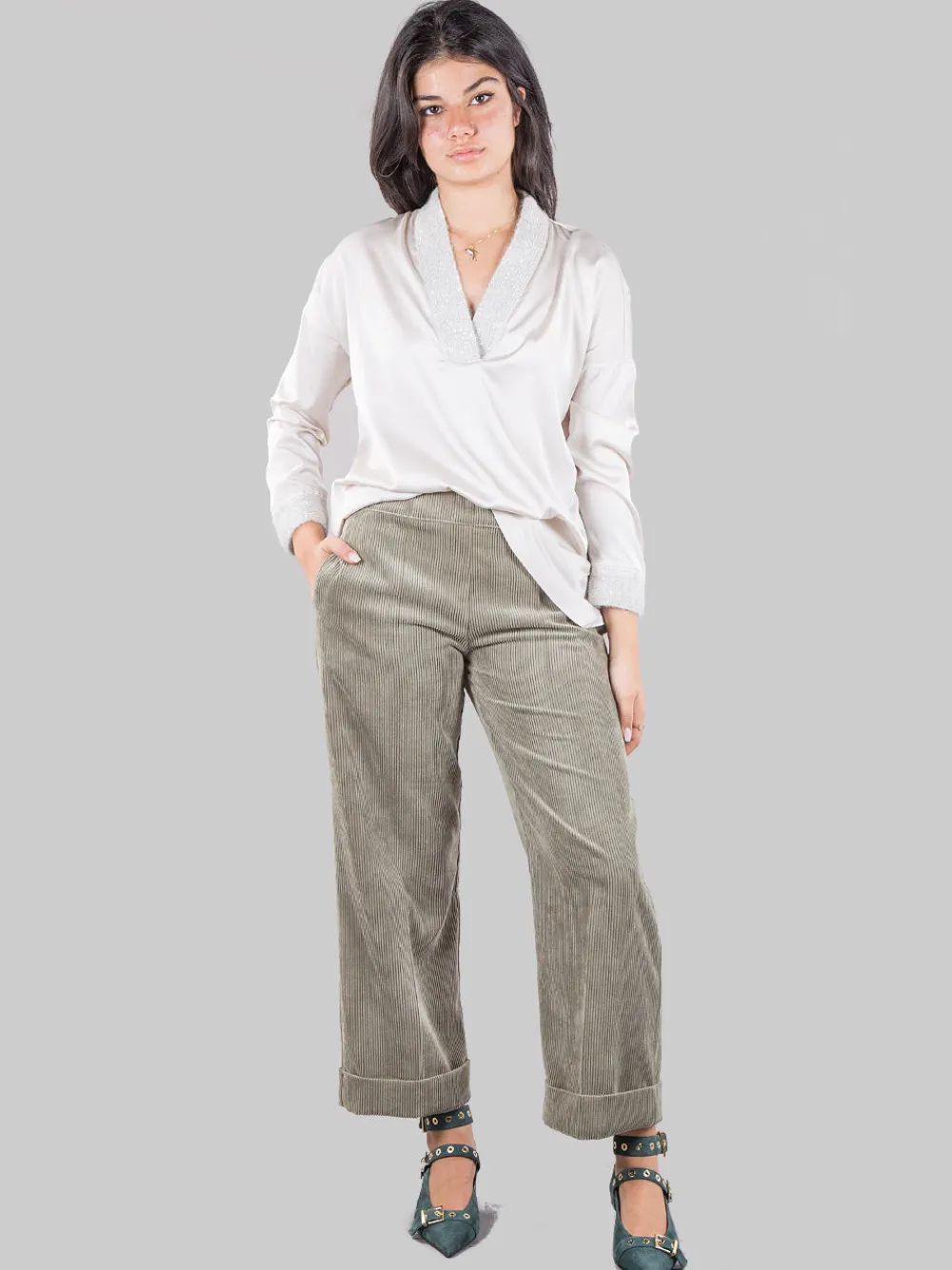Pantaloni cropped in velluto | D.EXTERIOR Sale