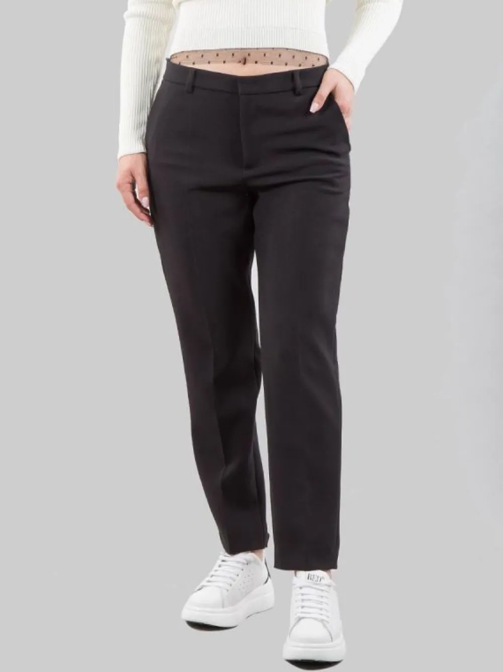 PANTALONI CROPPED NERI IN CADY TECNICO ELASTICIZZATO | RED VALENTINO New