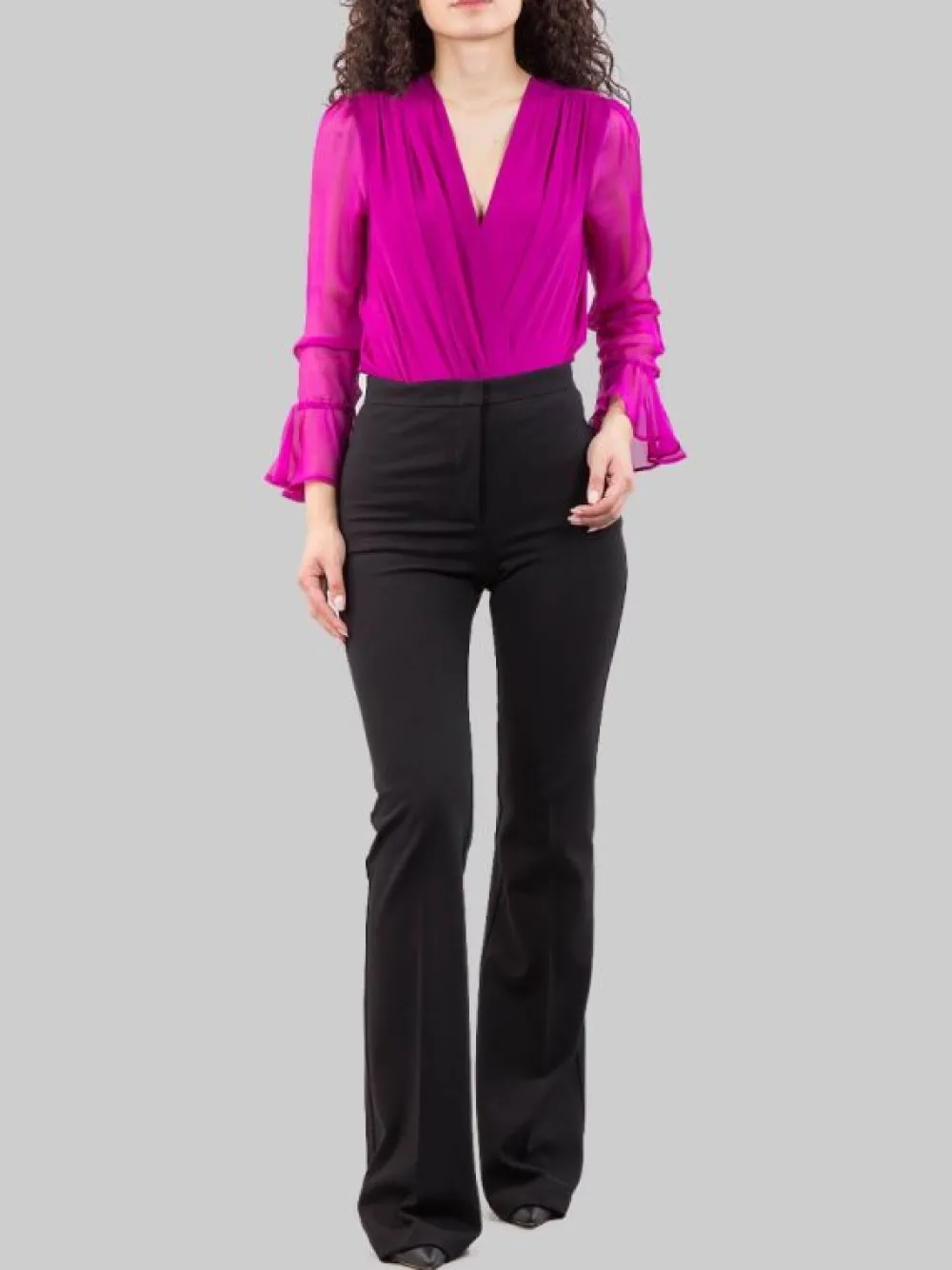PANTALONI FLARE HULKA NERI IN TESSUTO ELASTICIZZATO | PINKO Hot