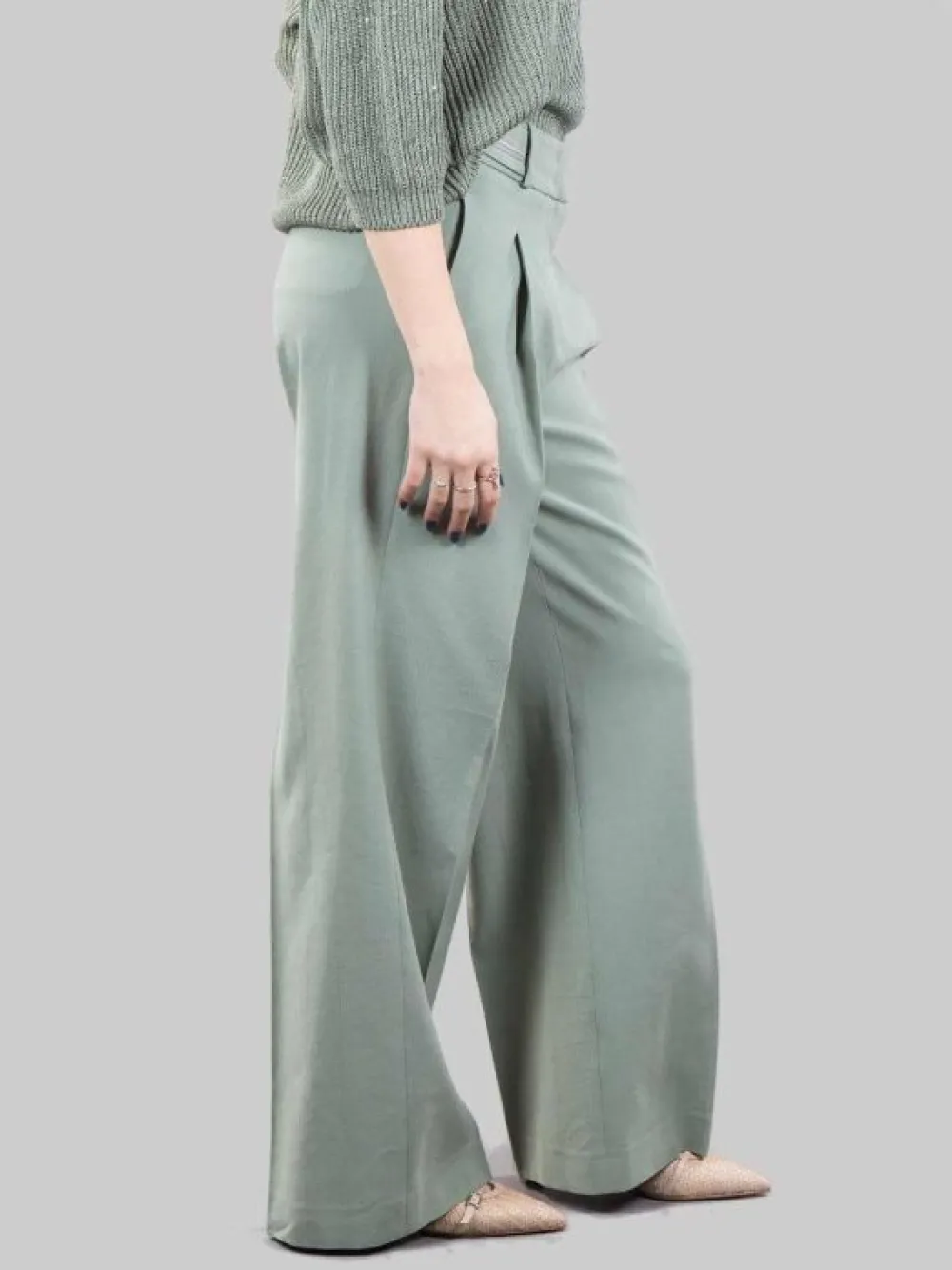 PANTALONI IN MISTO LINO E COTONE CON PUNTI LUCE | PESERICO Clearance