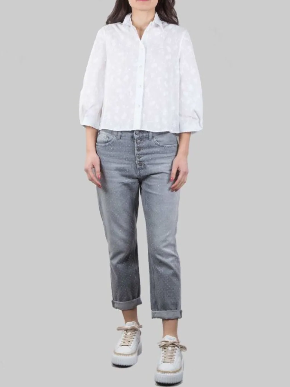 PANTALONI KOONS GRIGI LOOSE FIT CON STRASS ALL OVER | DONDUP Best