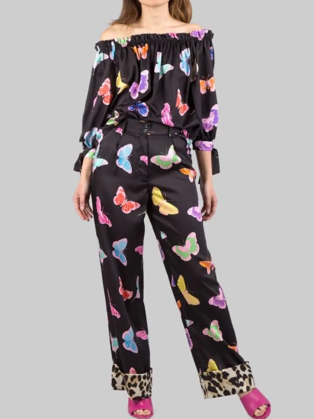 PANTALONI LARGHI A FANTASIA FARFALLE CON RISVOLTI | 5 PROGRESS New