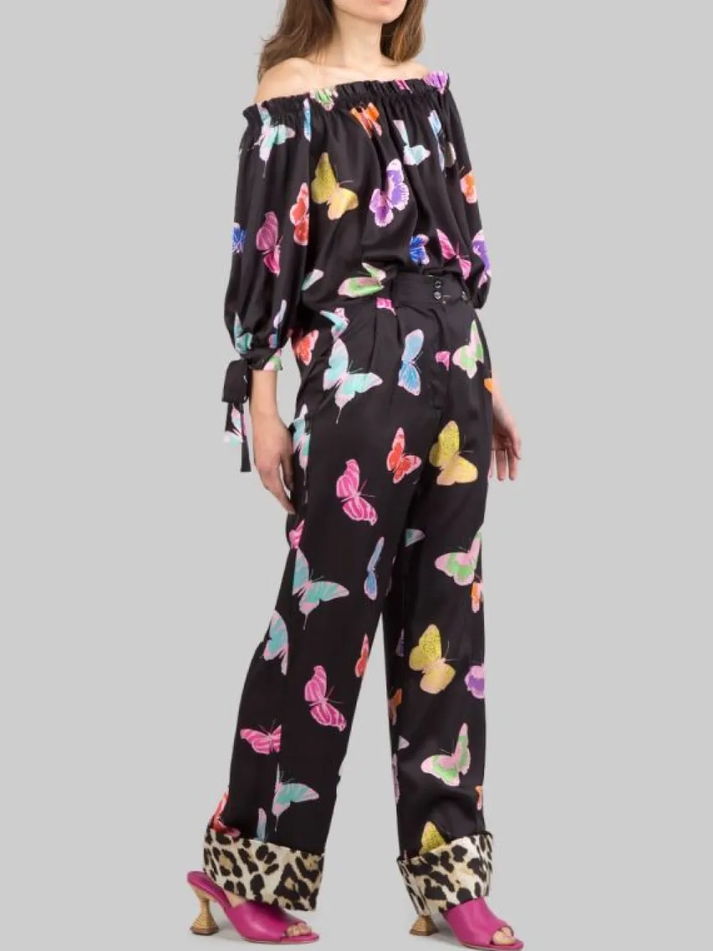 PANTALONI LARGHI A FANTASIA FARFALLE CON RISVOLTI | 5 PROGRESS New