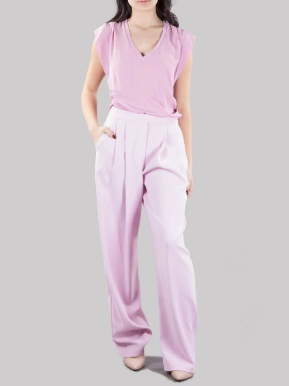 PANTALONI MONTANO IN CREPE ELASTICIZZATO CON PINCES ANTERIORI | PINKO Online