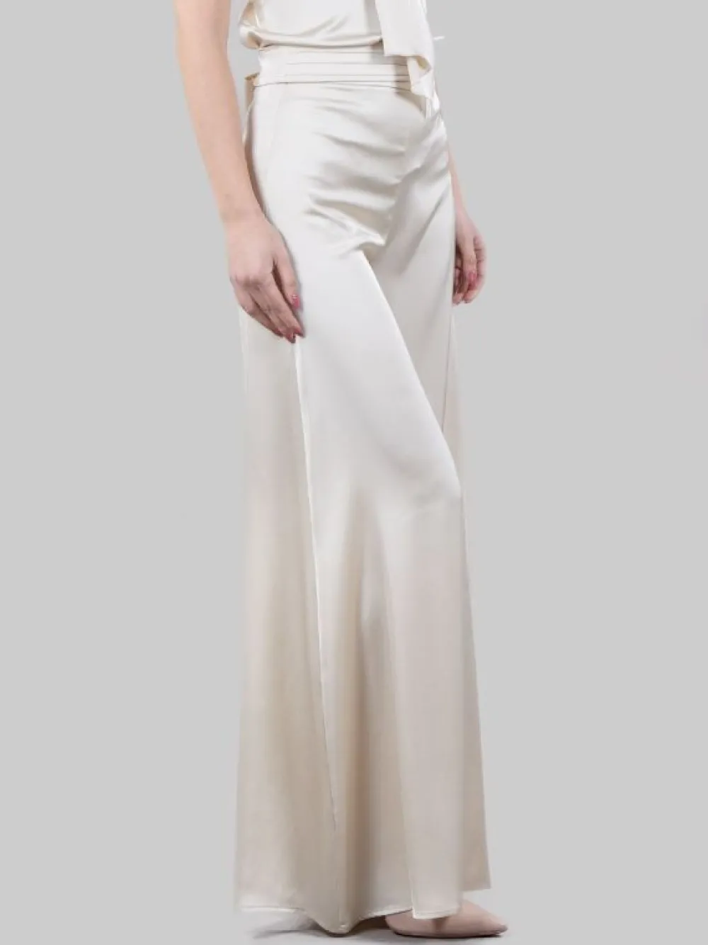 PANTALONI PALAZZO IN RASO FLUIDO A VITA ALTA | HANITA Discount