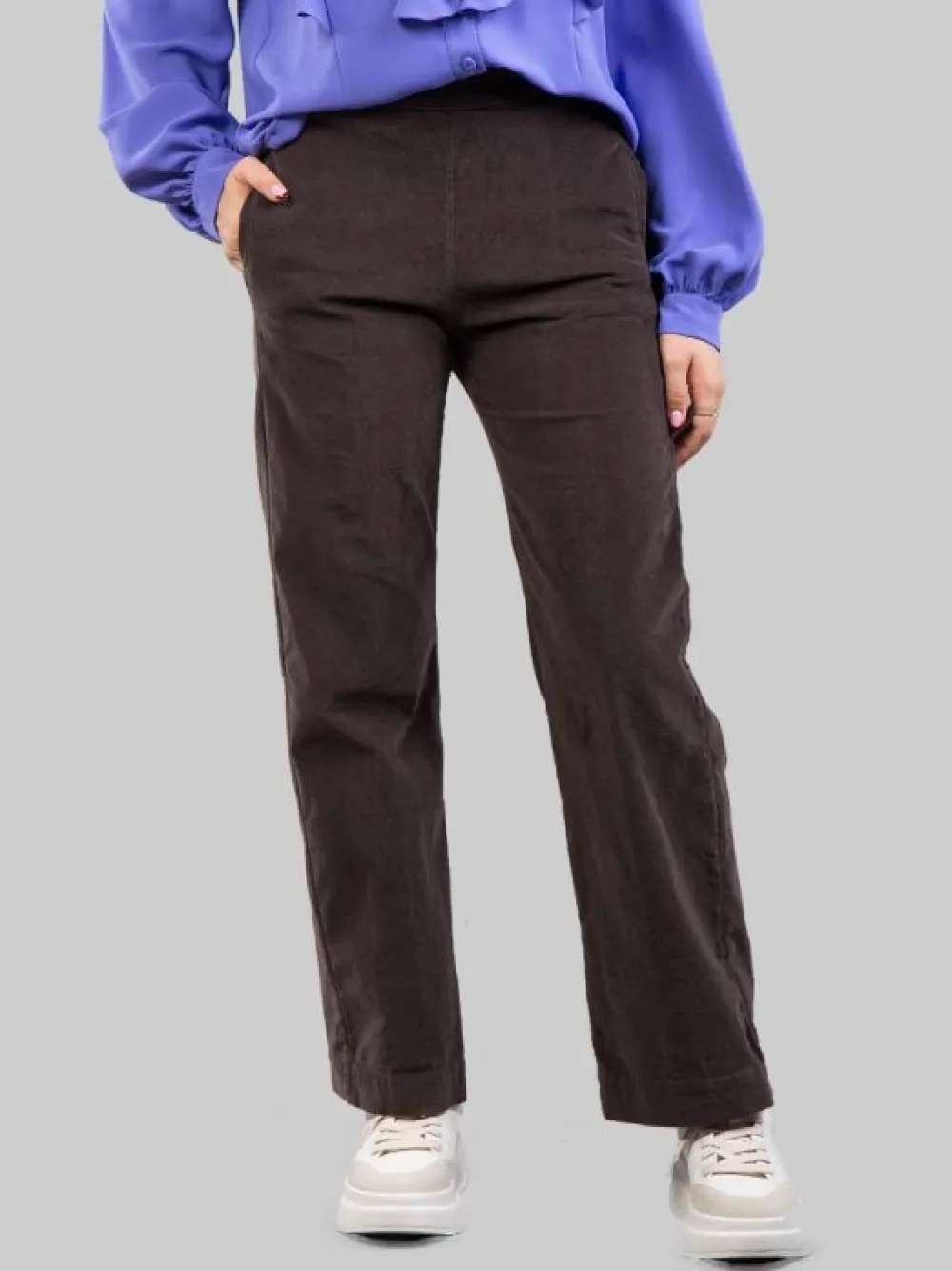 PANTALONI RELAXED CHINO A VITA ALTA CAFFÈ IN VELLUTO ELASTICIZZATO | CIGALA'S New