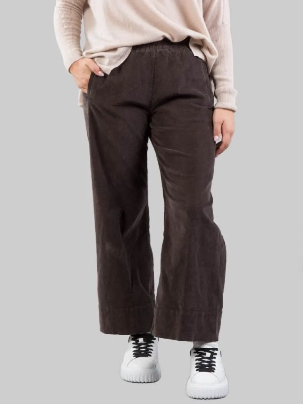 PANTALONI RELAXED CAFFÈ A COSTINE CON ELASTICO IN VITA | CIGALA'S Hot