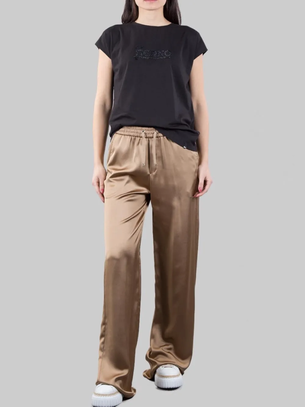 PANTALONI SPORTIVI IN SATIN CON ELASTICO IN VITA | HERNO New