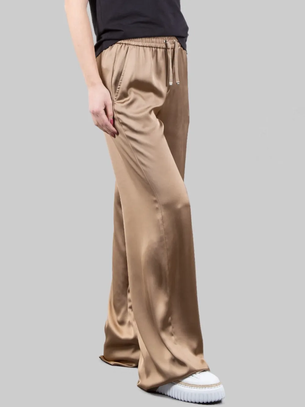 PANTALONI SPORTIVI IN SATIN CON ELASTICO IN VITA | HERNO New