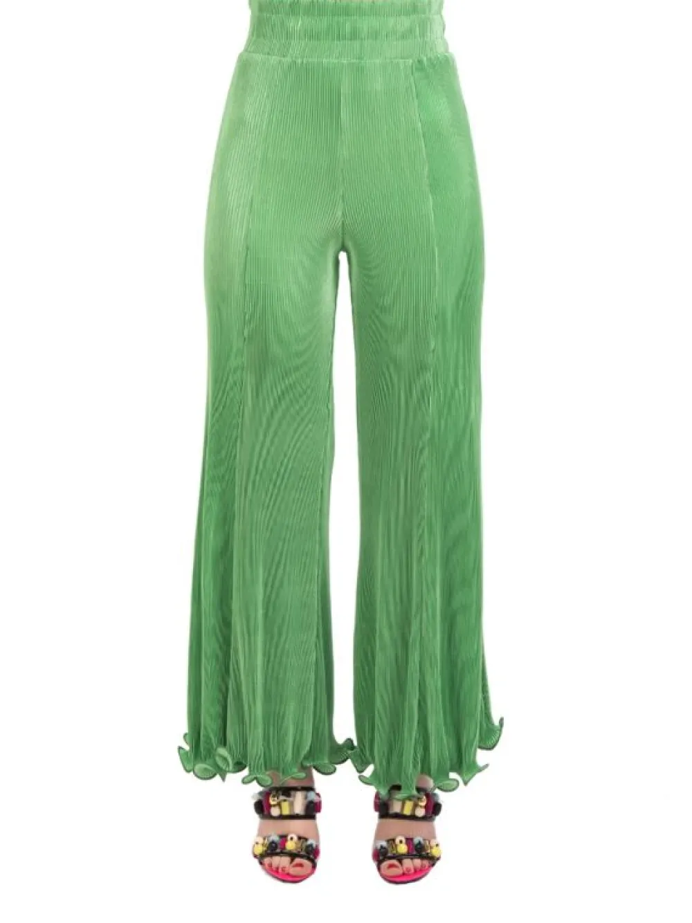 PANTALONI VITA ALTA BRILLANTE IN TESSUTO ELASTICIZZATO | AMUSE Fashion
