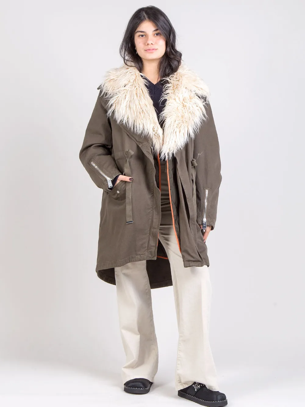 Parka lungo con ecopelliccia | DONDUP Discount