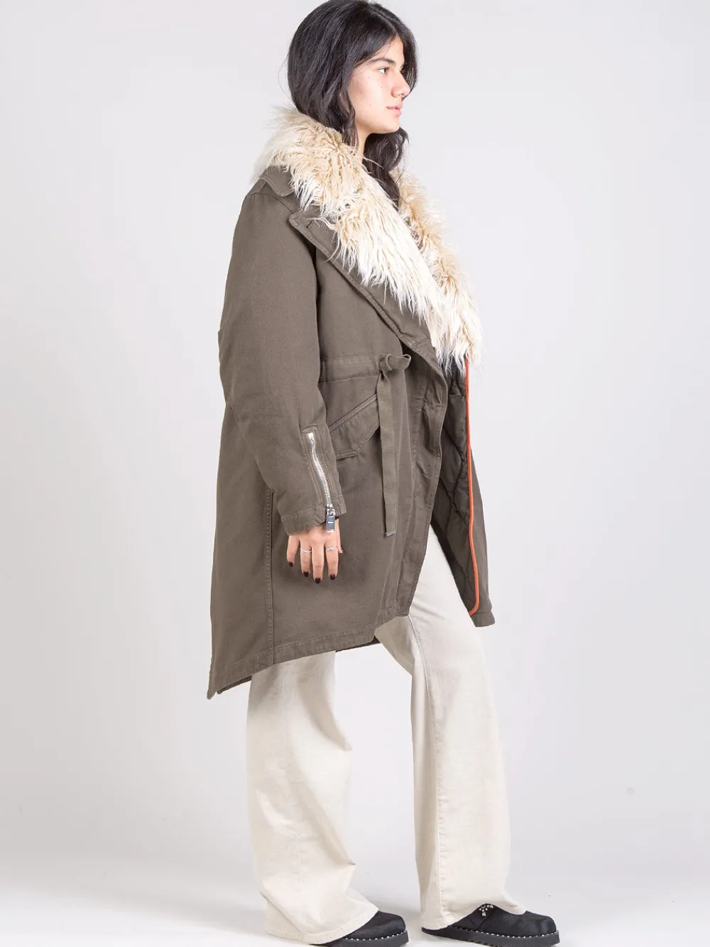 Parka lungo con ecopelliccia | DONDUP Discount