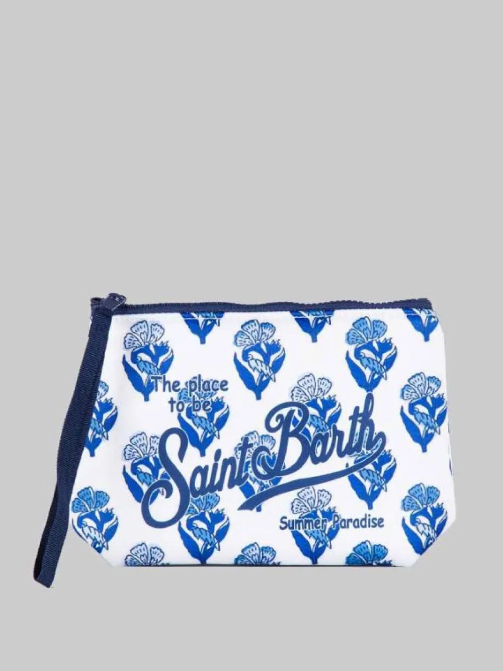 POCHETTE ALINE IN SCUBA CON FIORI INDACO JAIPUR BIANCA E BLU | MC2 SAINT BARTH Outlet