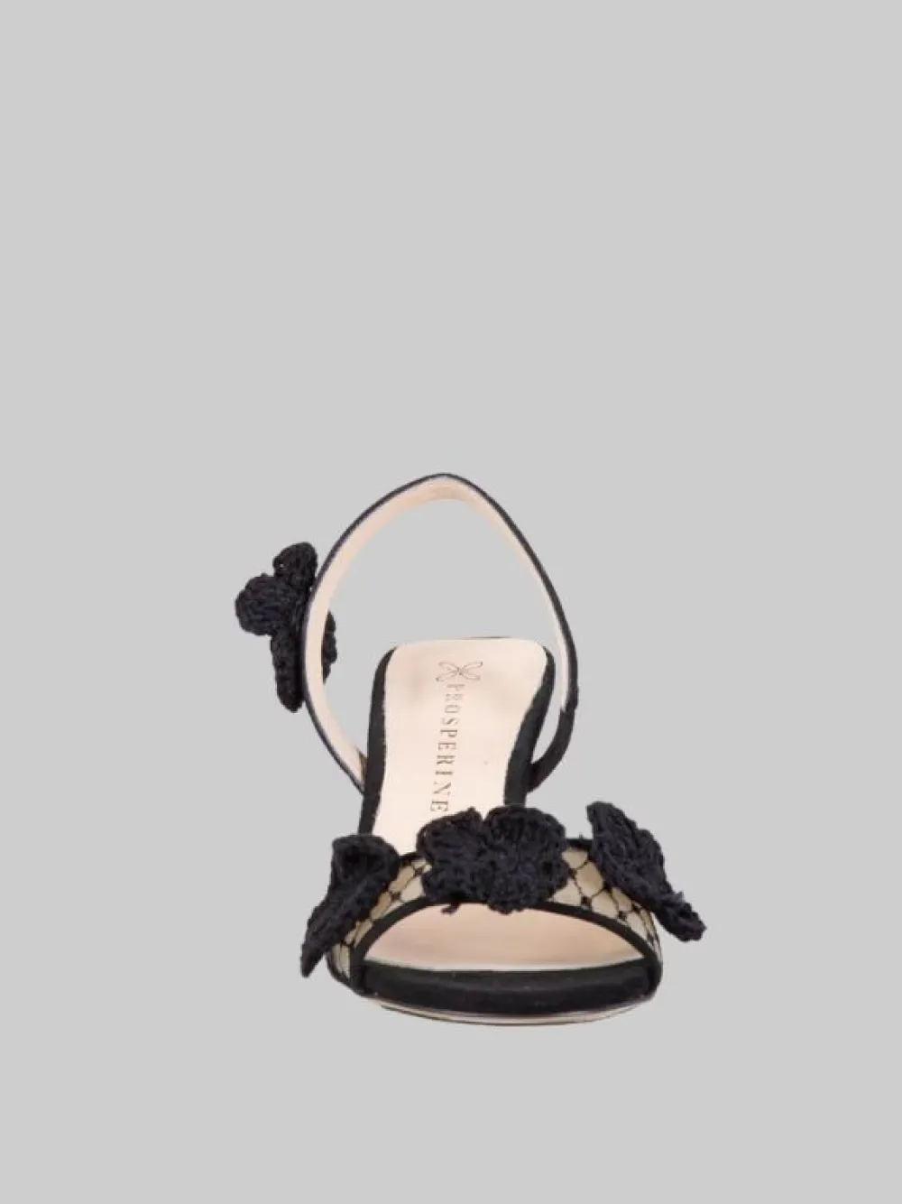 SANDALI IN PELLE SCAMOSCIATA E RETE RICAMATA CON FIORI CROCHET | PROSPERINE Discount