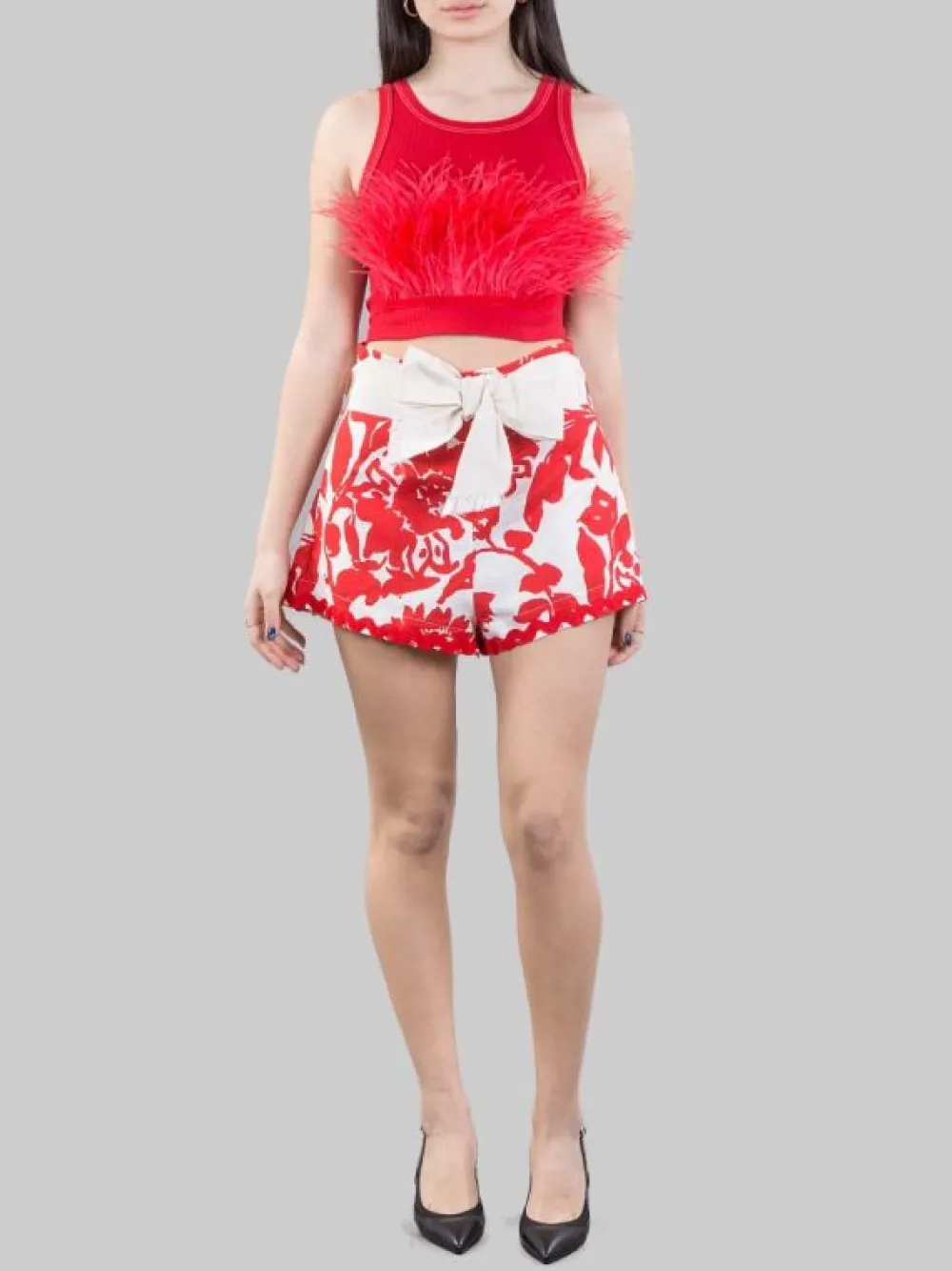 SHORTS A VITA ALTA IN LINO E COTONE A FANTASIA CON CINTURA IN VITA | GINA GORGEOUS Fashion