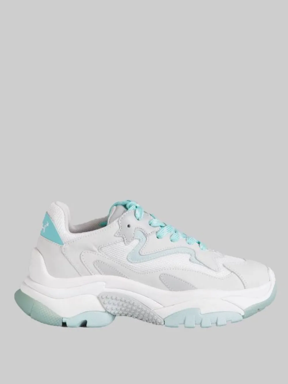 SNEAKER ADDICT IN PELLE E TELA TECNICA BIANCHE E CELESTE ACQUA | ASH Sale