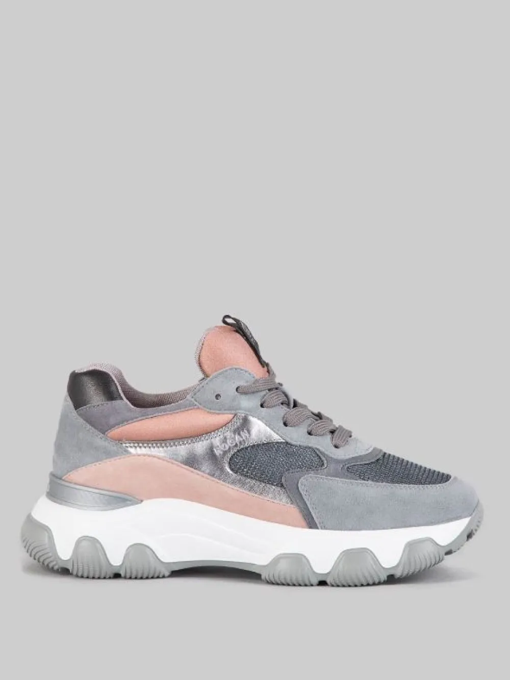 SNEAKER HYPERACTIVE IN PELLE LAMINATA, SUEDE E RETE TECNICA CON GLITTER | HOGAN Outlet