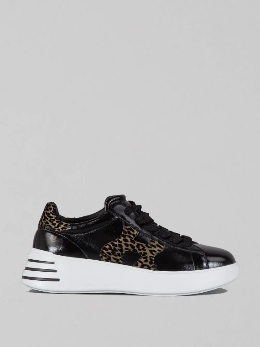 SNEAKER IN PELLE LUCIDA CON DETTAGLI VELVET ANIMALIER | HOGAN Fashion