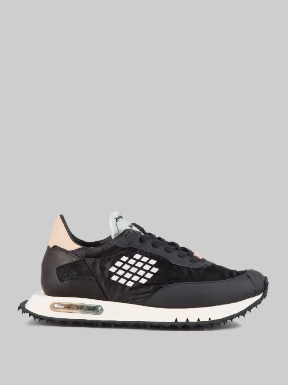 SNEAKER IN PELLE, NYLON LUCIDO E MATERIALE TECNICO EFFETTO GOMMATO REALIZZATA A MANO | BE POSITIVE Discount