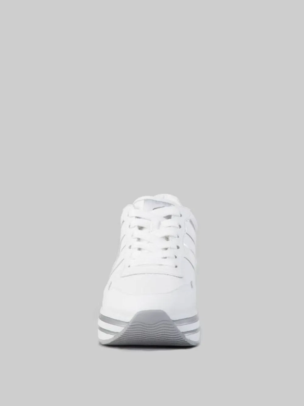 SNEAKER MIDI H222 IN PELLE BIANCA CON DETTAGLI ARGENTO | HOGAN Discount