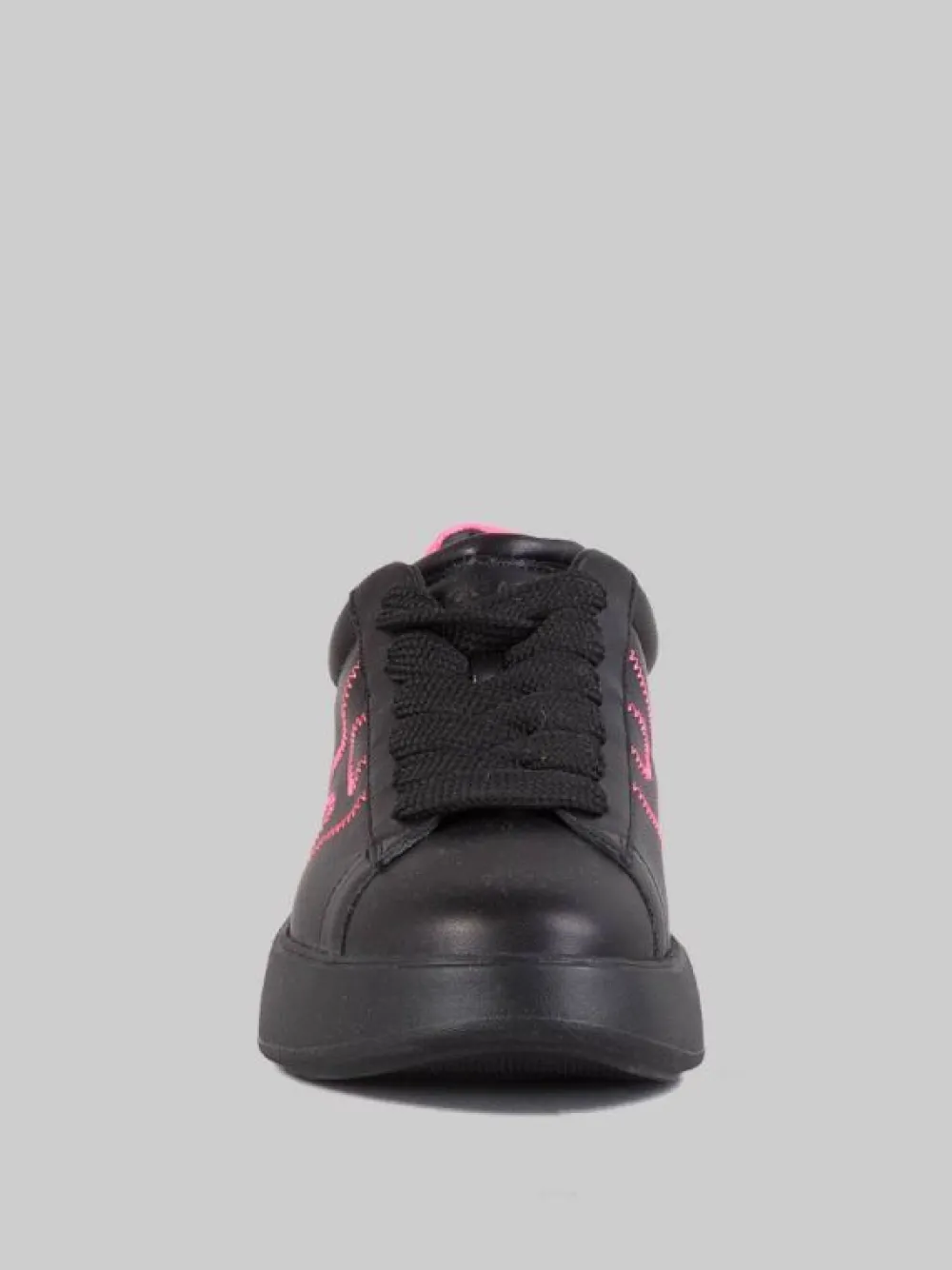 SNEAKER REBEL IN PELLE LISCIA NERA CON DETTAGLI FUXIA E AZZURRO | HOGAN Sale