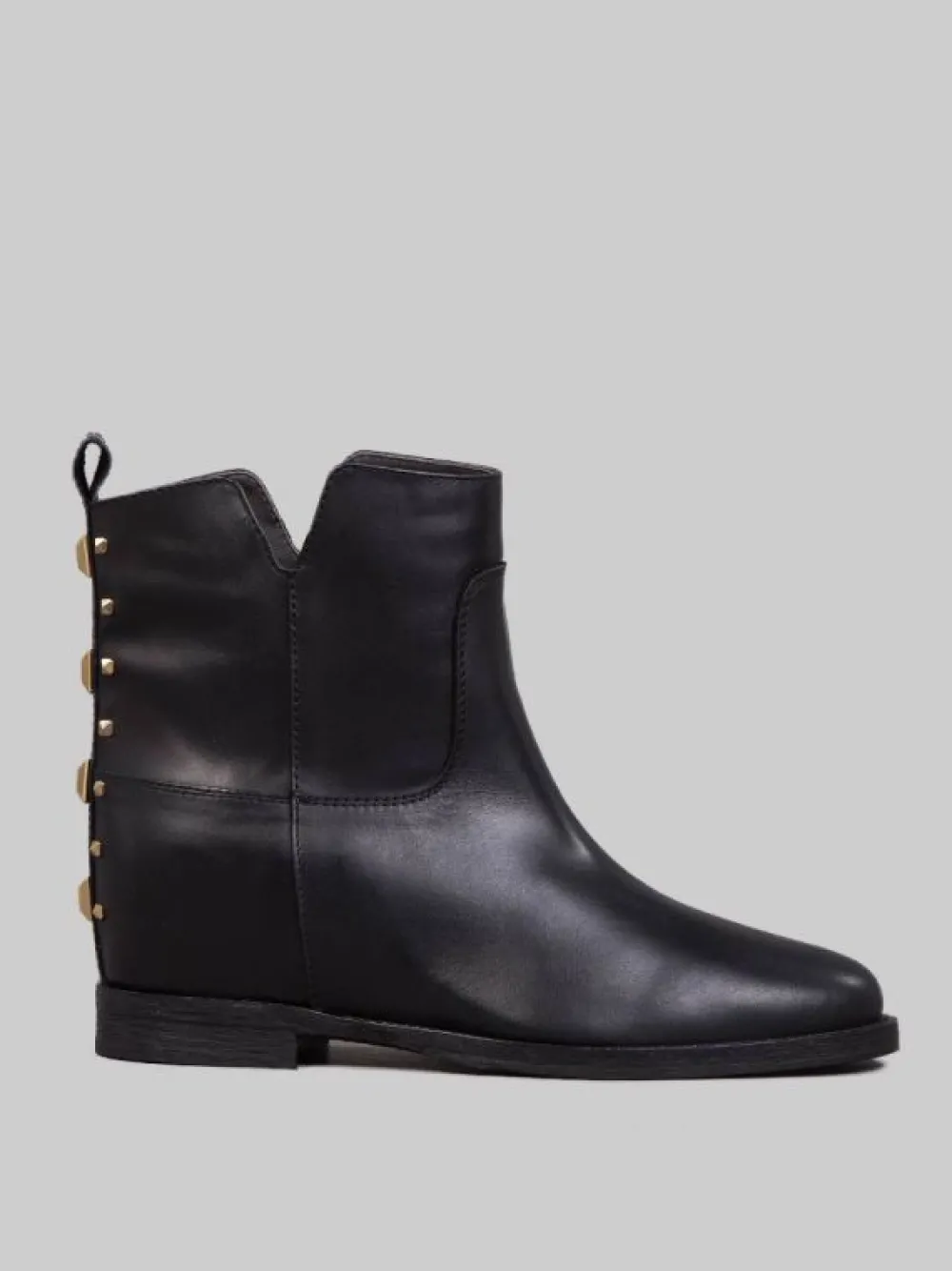 STIVALETTI NERI IN PELLE CON BORCHIE ORO POSTERIORI | VIA ROMA 15 Clearance