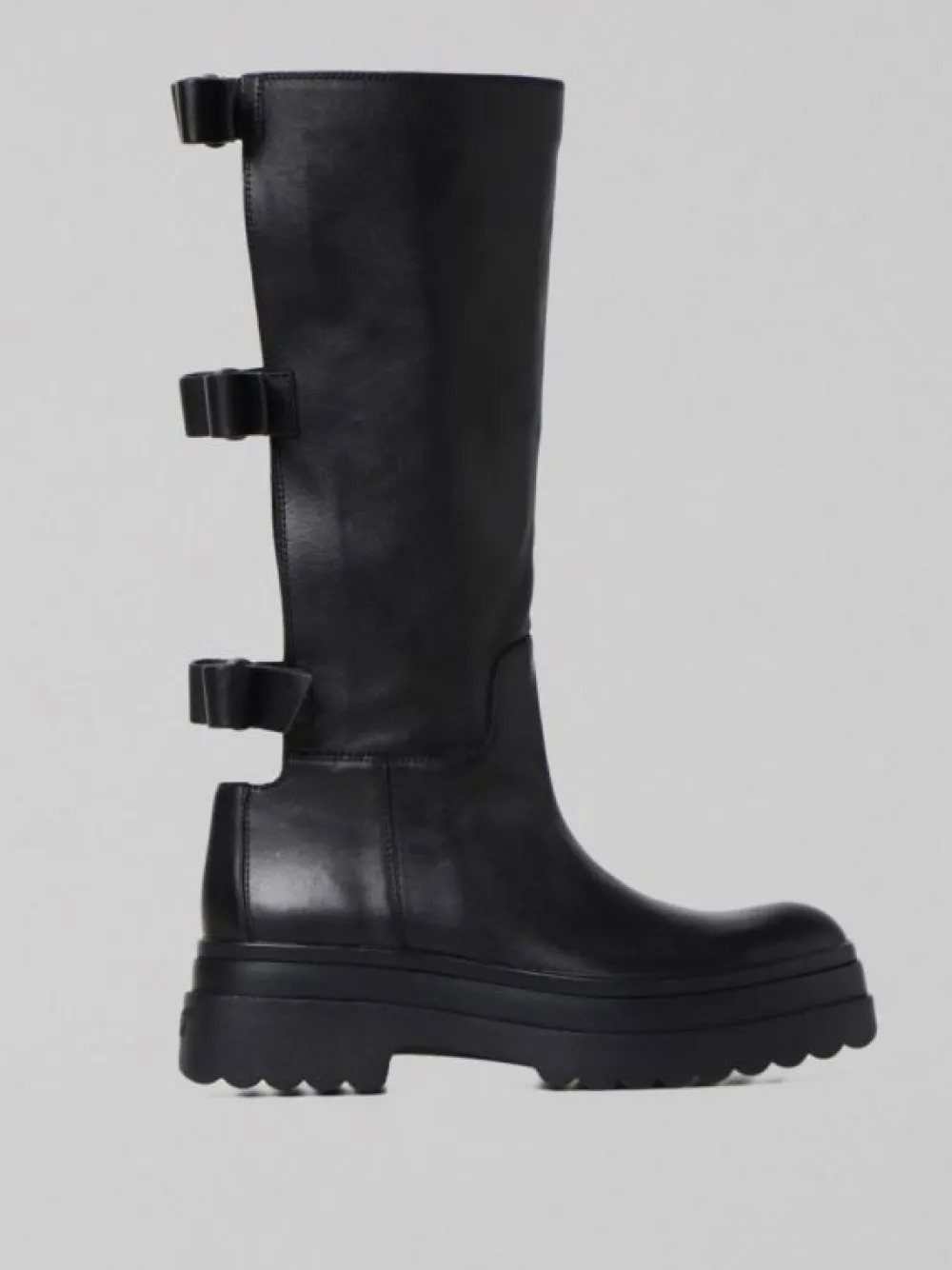 STIVALI LYE IN PELLE NERI CON FIOCCHI POSTERIORI | RED VALENTINO New