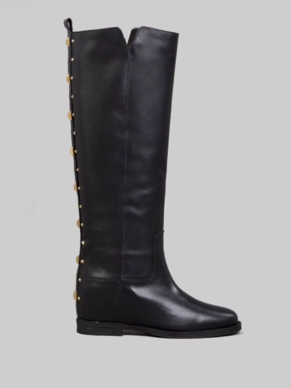 STIVALI NERI IN PELLE CON BORCHIE ORO POSTERIORI | VIA ROMA 15 Clearance