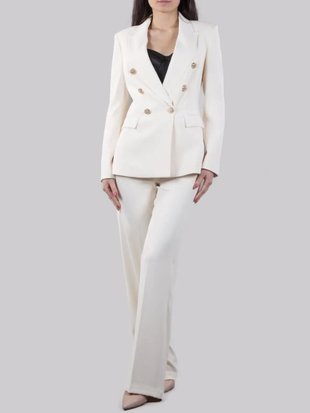 TAILLEUR CON GIACCA DOPPIOPETTO E PANTALONI VITA ALTA | HANITA Fashion