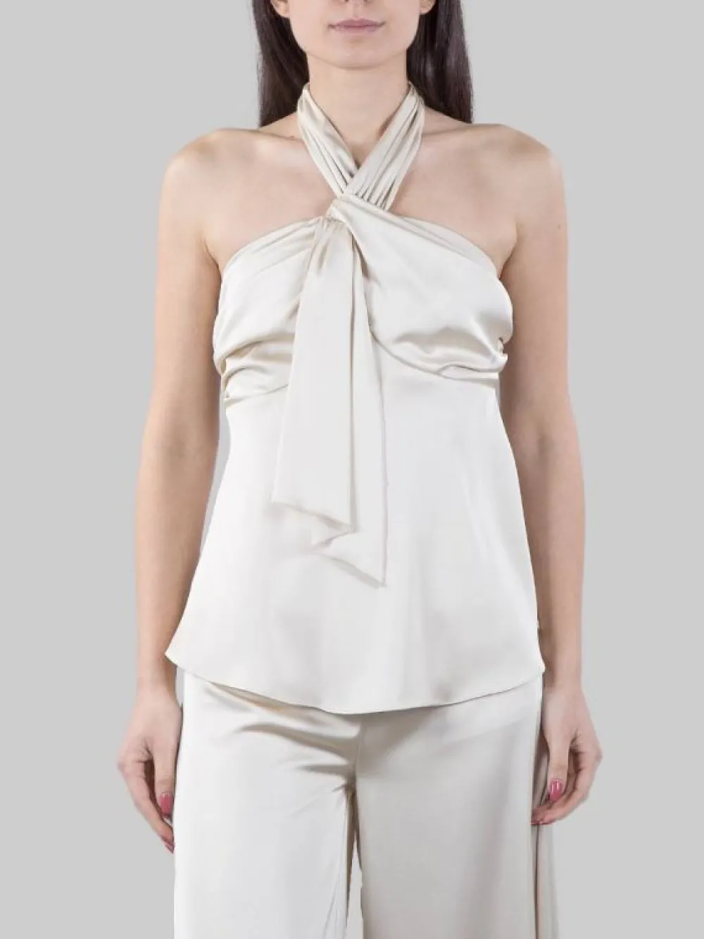 TOP IN RASO FLUIDO CON CHIUSURA AL COLLO | HANITA Sale