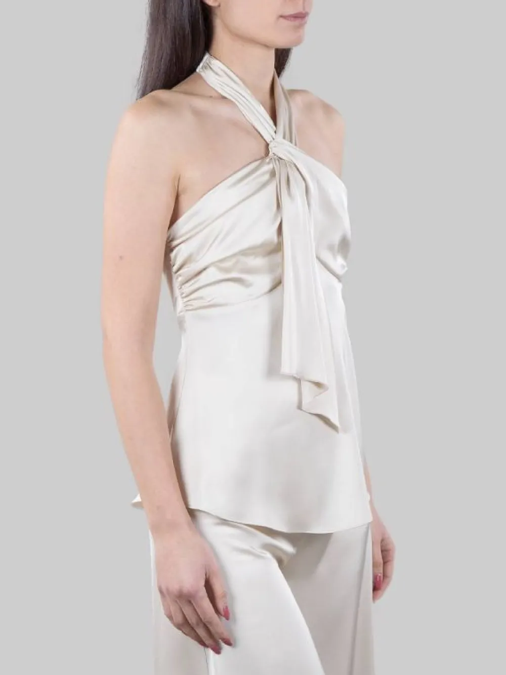 TOP IN RASO FLUIDO CON CHIUSURA AL COLLO | HANITA Sale