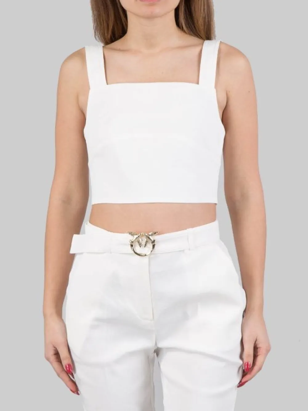TOP CORTO IN MISTO LINO E VISCOSA | PINKO Best