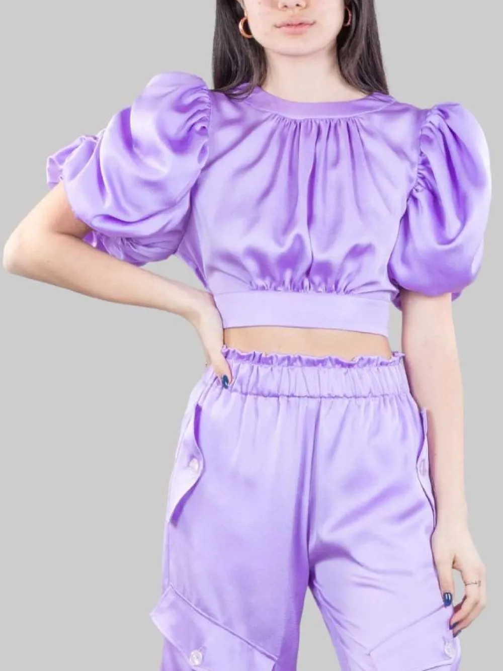TOP CORTO IN COTONE A COSTINE CON FIORE ANTERIORE | GINA GORGEOUS Hot