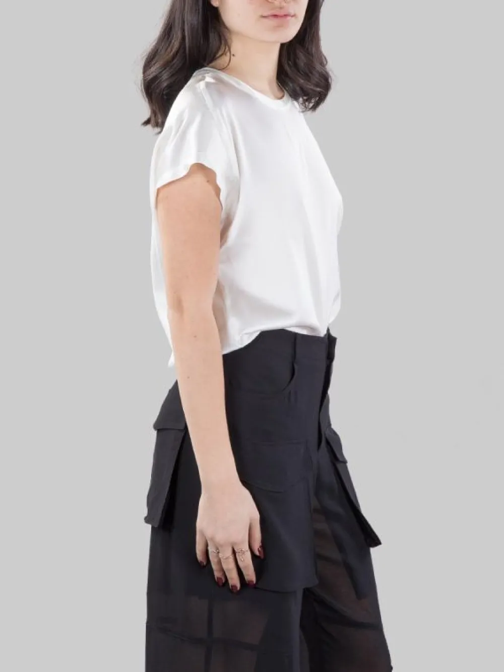 TOP FARIDA IN SETA BIANCA ELASTICIZZATA | PINKO Online