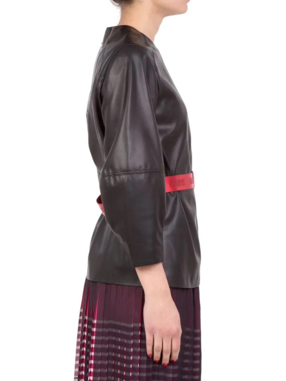 TOP IN ECOPELLE CON CINTURA IN VITA A CONTRASTO DI COLORE | KARL LAGERFELD Online
