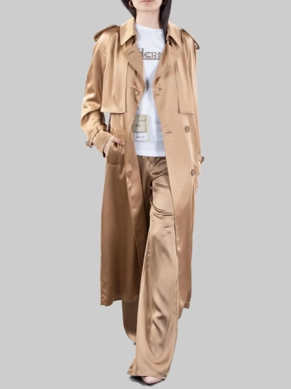 TRENCH IN MORBIDO TESSUTO RASATO CON CINTURA IN VITA | HERNO New