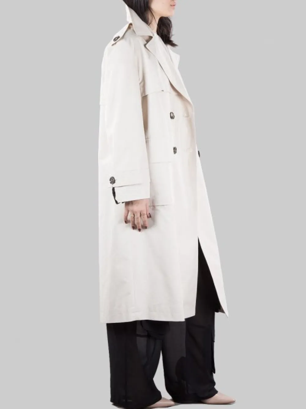 TRENCH TITANO IN COTONE TECNICO CON CINTURA | PINKO Discount