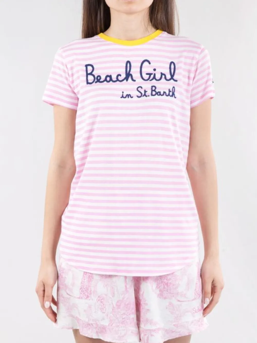 T-SHIRT DANA IN COTONE A FANTASIA RIGHE BIANCO E | MC2 SAINT BARTH Clearance