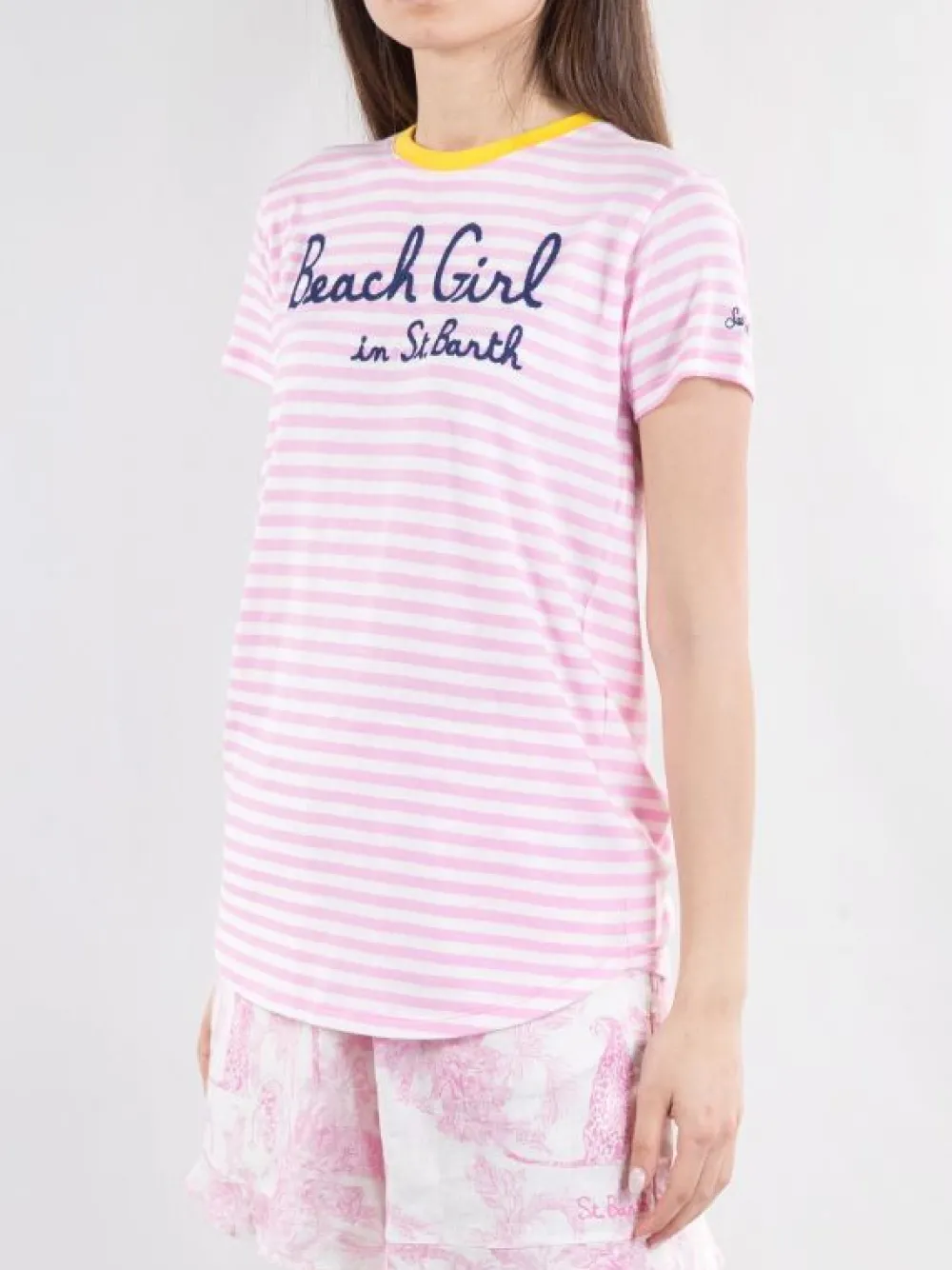 T-SHIRT DANA IN COTONE A FANTASIA RIGHE BIANCO E | MC2 SAINT BARTH Clearance