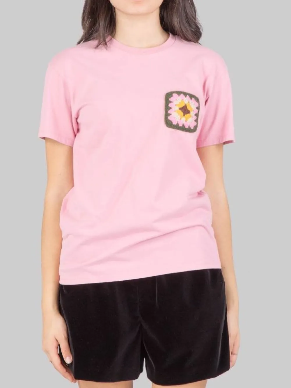 T-SHIRT EMILIE GIROCOLLO CON TASCHINO IN CROCHET A FANTASIA- | MC2 SAINT BARTH Fashion