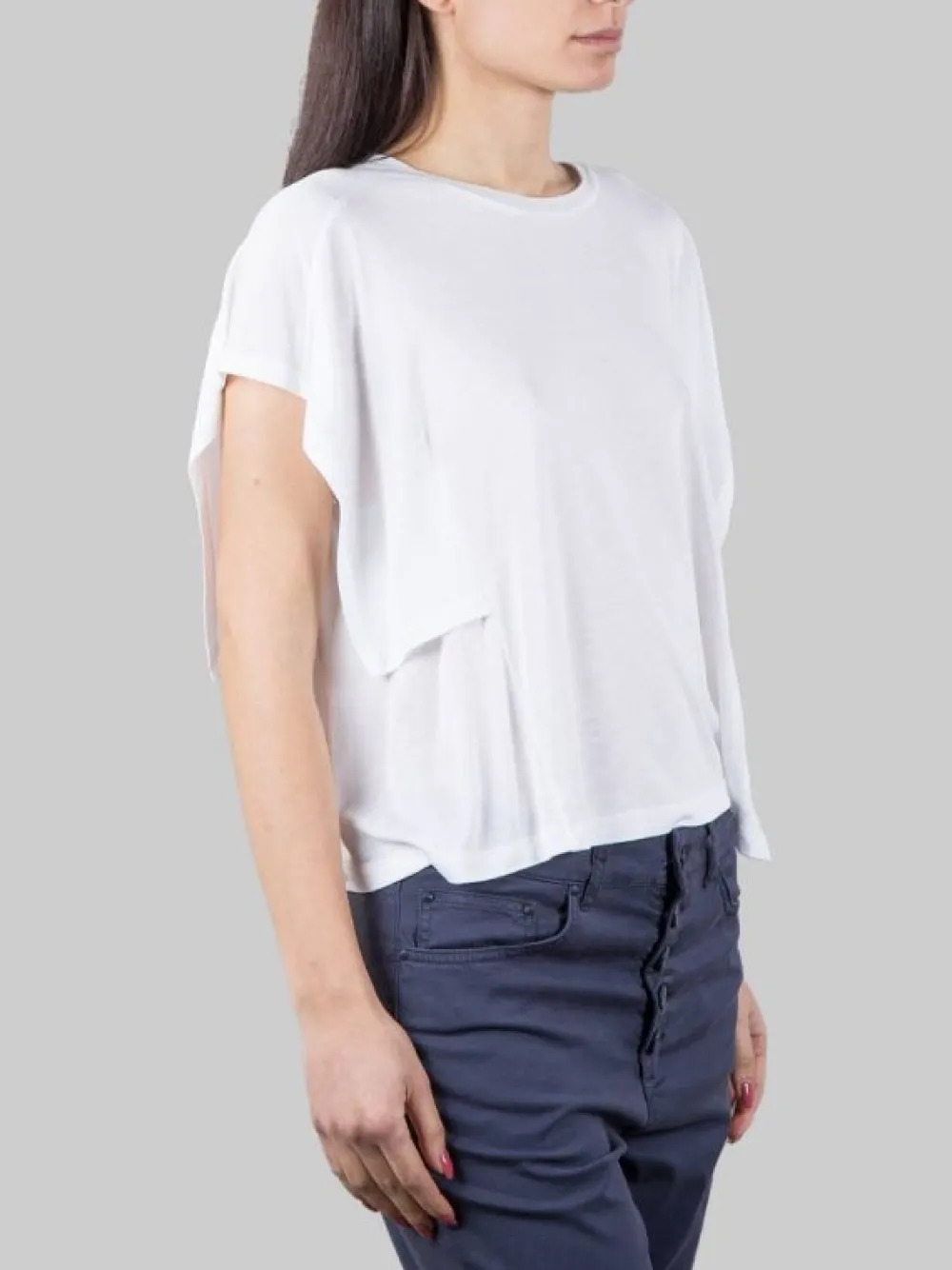 T-SHIRT GIROCOLLO BIANCA CON VOLANT | DONDUP Outlet