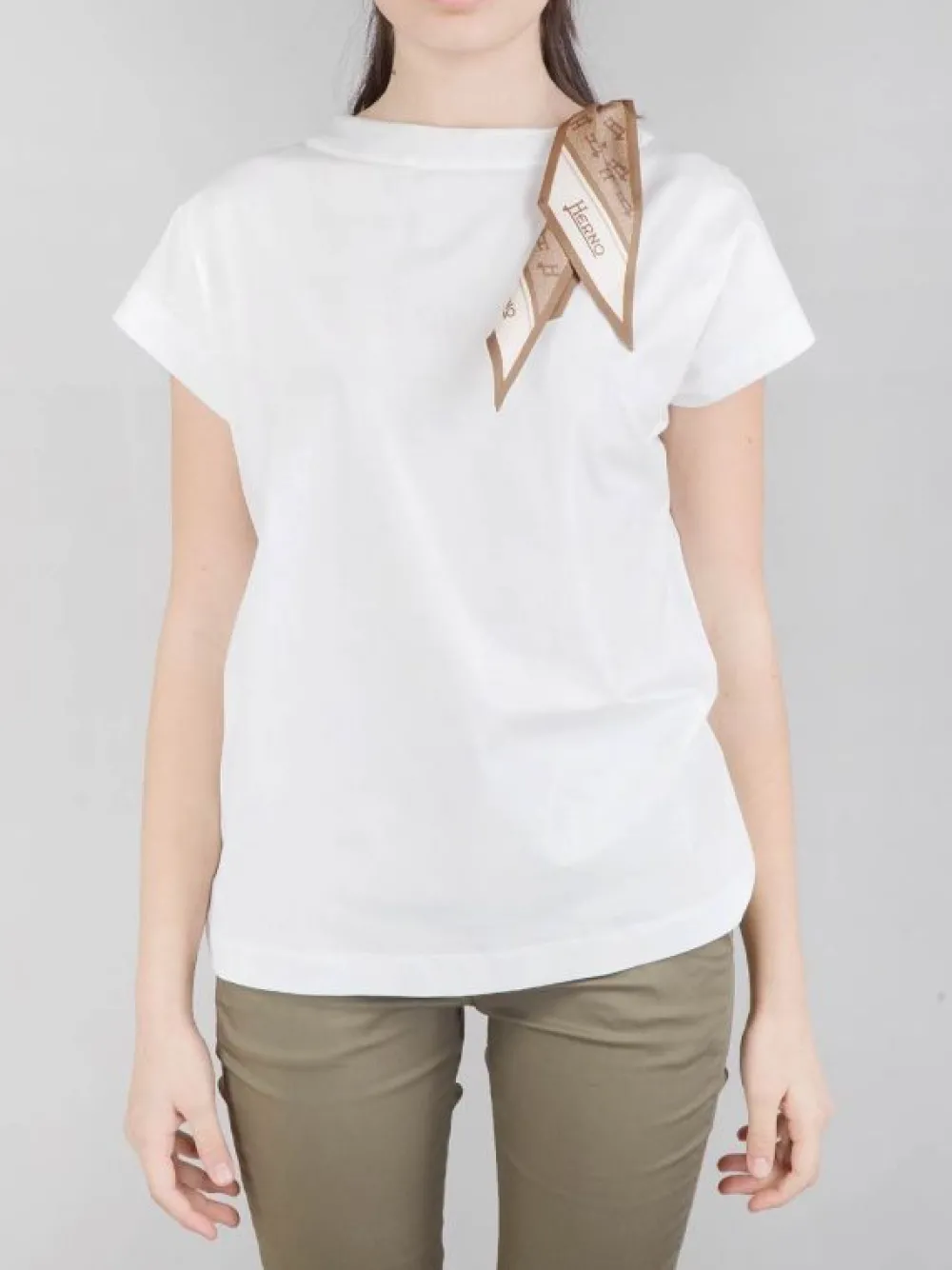 T-SHIRT IN JERSEY CON FOULARD | HERNO New