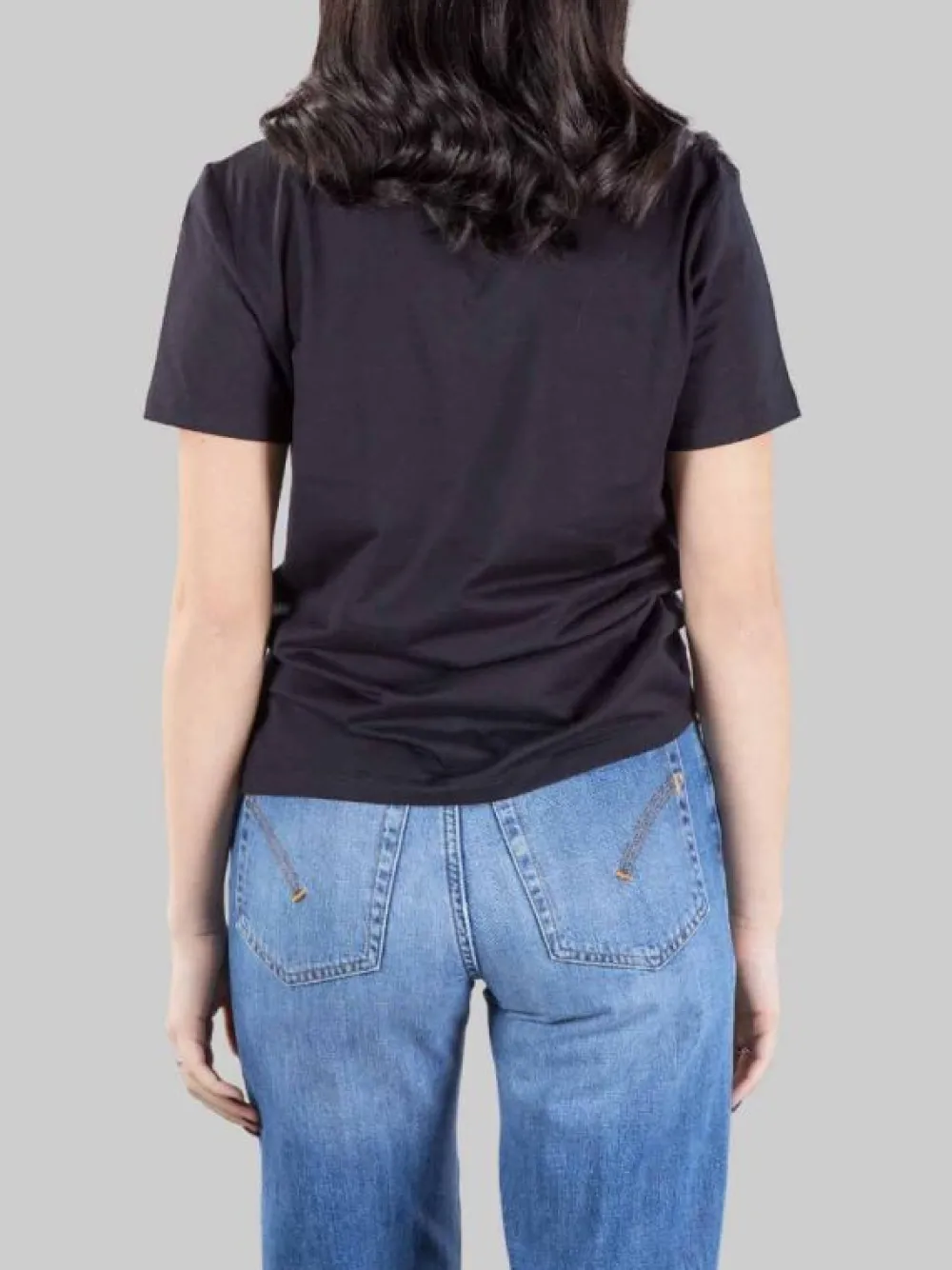 T-SHIRT NERA GIROCOLLO CON LOGO RICAMATO | DONDUP Fashion
